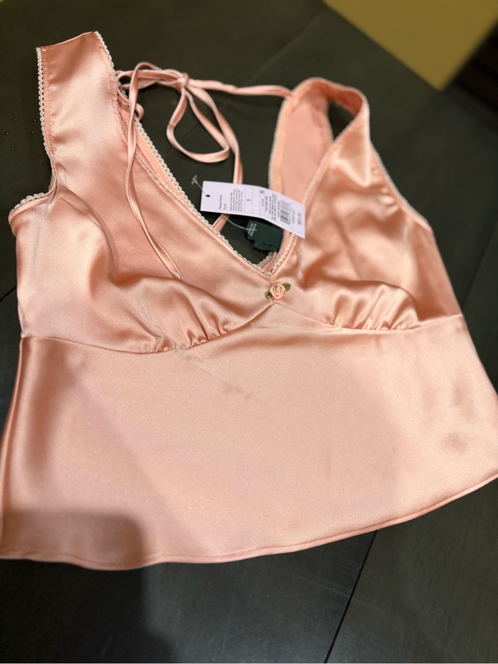 Wild  Fable  Peach Satin Rosette Tank - NWT